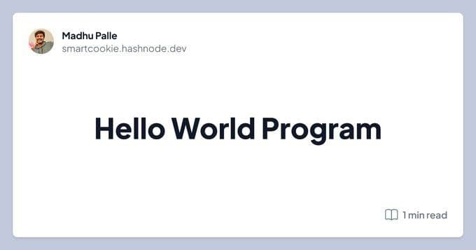 Hello World Program